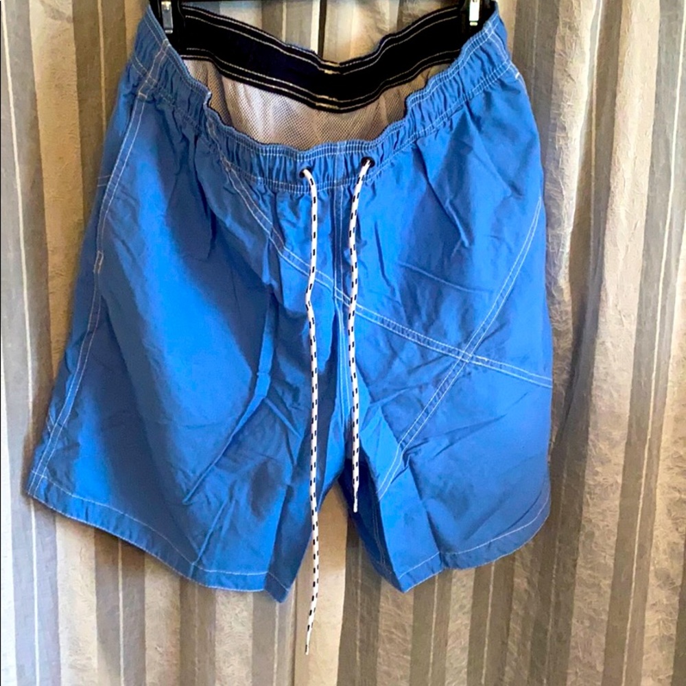 Nautica swim trunks size large blue with white